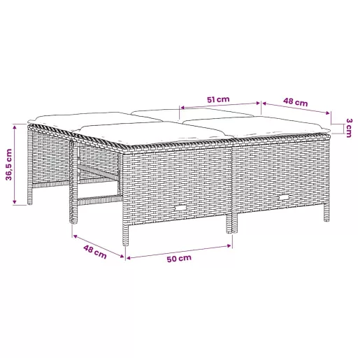 4 db szürke polyrattan kerti szék párnákkal