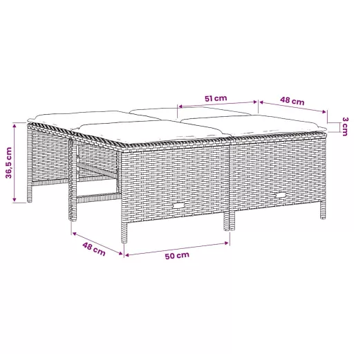4 db bézs polyrattan kerti szék párnákkal