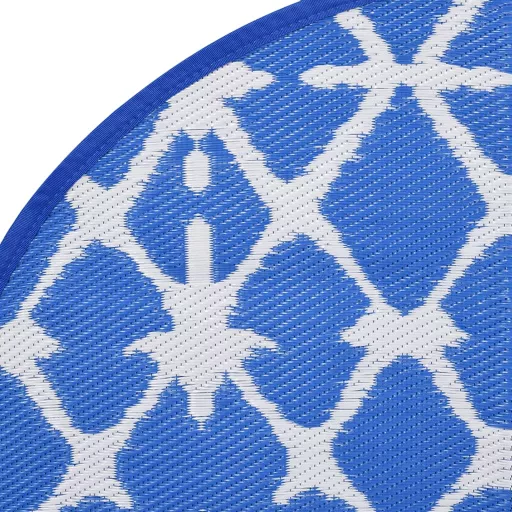 Kültéri szőnyeg ARAKIL kék és fehér Ø120 cm PP