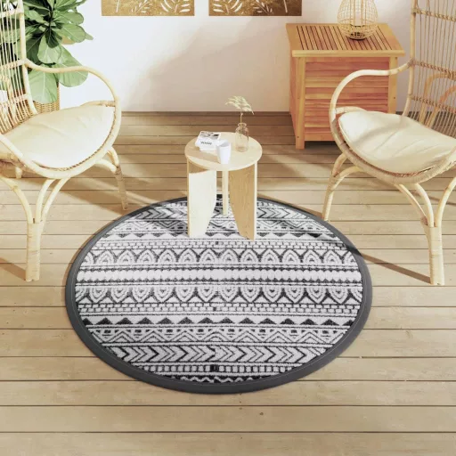 Kültéri szőnyeg ARAKIL fekete Ø120 cm PP
