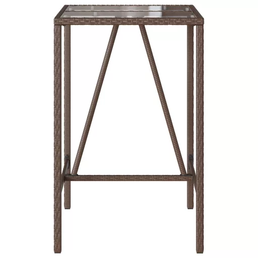 Barna polyrattan kültéri bárasztal 70 x 70 x 110 cm