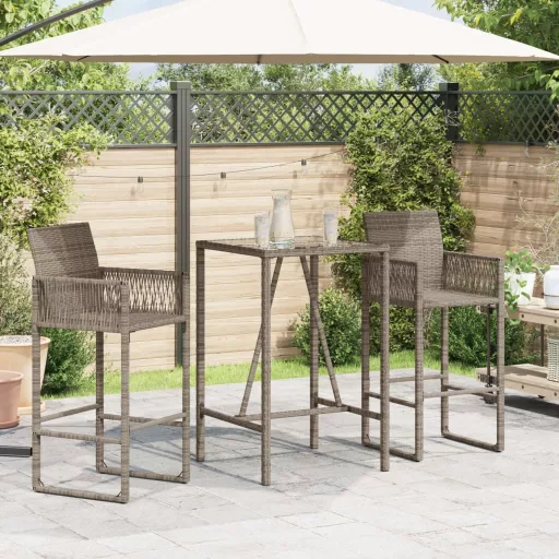 Szürke polyrattan kültéri bárasztal 70 x 70 x 110 cm
