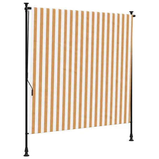 Narancssárga és fehér szövet és acél kültéri roló 200 x 270 cm