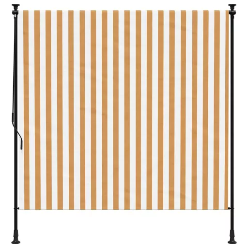 Narancssárga és fehér szövet és acél kültéri roló 200 x 270 cm
