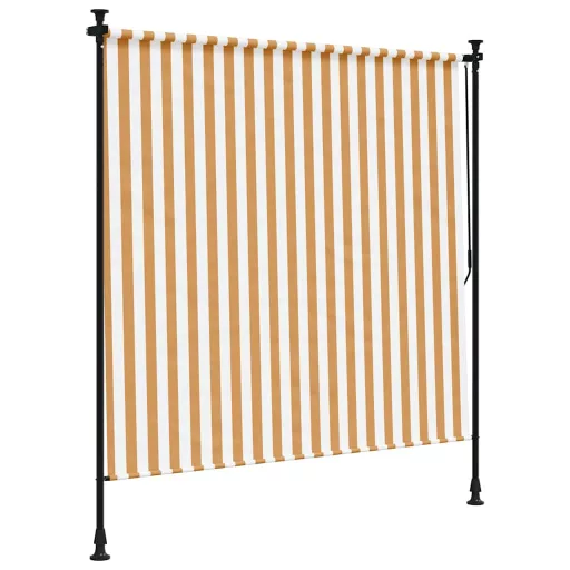 Narancssárga és fehér szövet és acél kültéri roló 200 x 270 cm