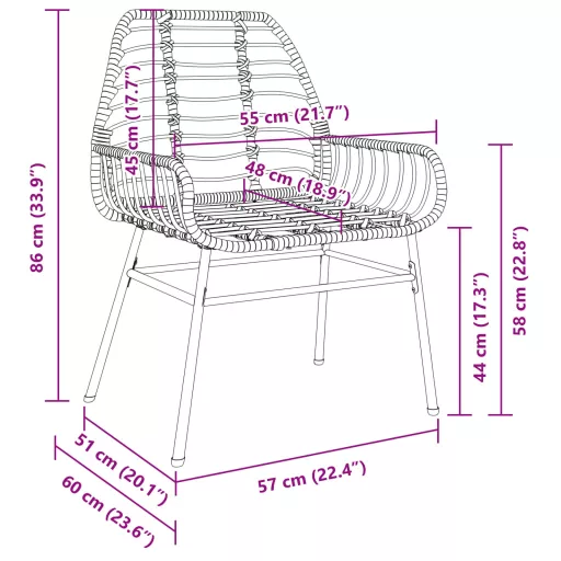 2 db barna polyrattan kerti szék
