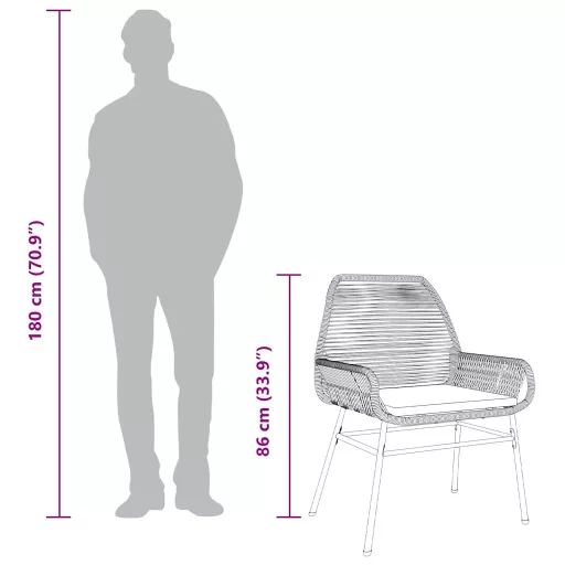 2 db fekete polyrattan kerti szék párnával