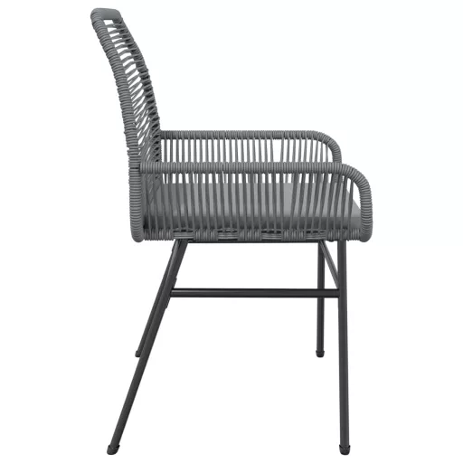 2 db szürke polyrattan kerti szék párnákkal