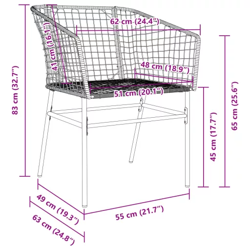 2 db barna polyrattan kerti szék