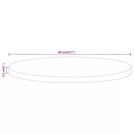Tömör nyers mangófa kerek asztallap Ø40 x 2,5 cm