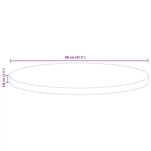 Tömör újrahasznosított fa kerek asztallap Ø80 x 3,8 cm