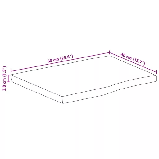 Tömör akácfa téglalap alakú asztallap 60x40x3,8 cm