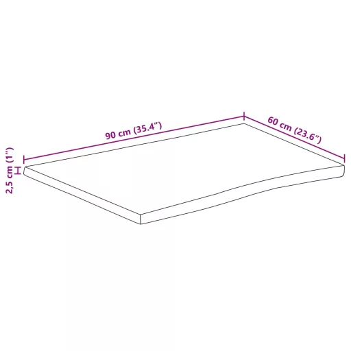 Tömör nyers mangófa természetes élű asztallap 90 x 60 x 2,5 cm