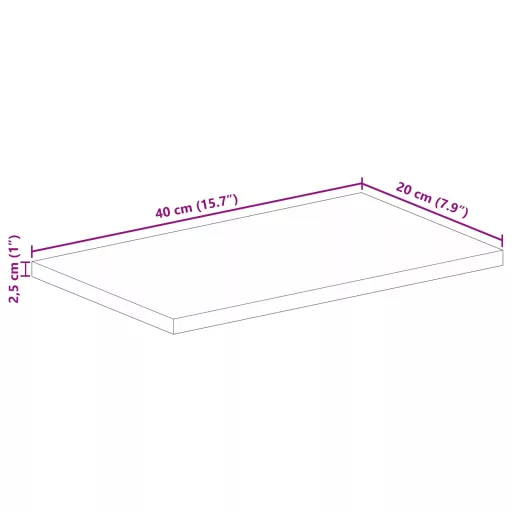 Tömör akácfa téglalap alakú asztallap 40 x 20 x 2,5 cm