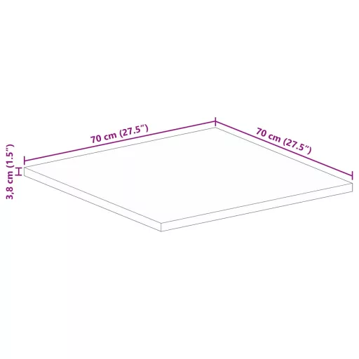 Tömör akácfa négyzet alakú asztallap 70x70x3,8 cm