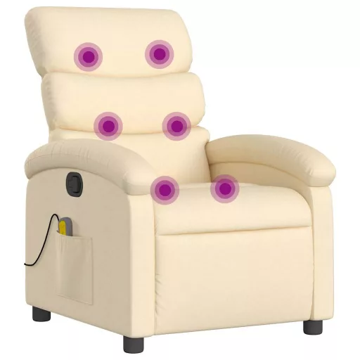 Krémszínű szövet dönthető masszázsfotel