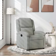 Világosszürke bársony relaxfotel