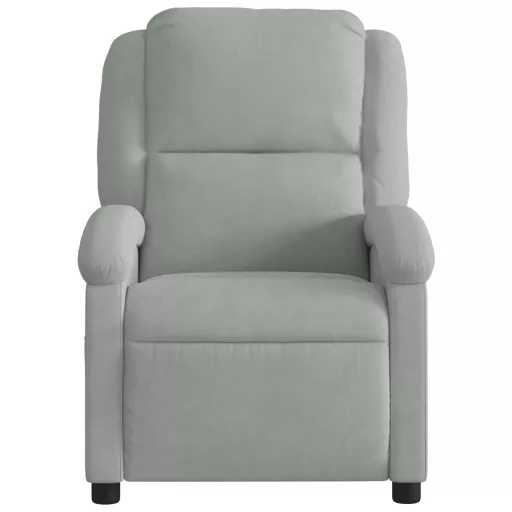 Világosszürke bársony relaxfotel