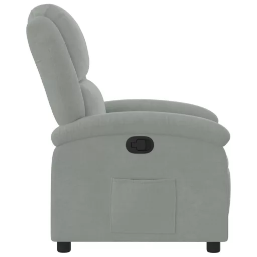 Világosszürke bársony relaxfotel