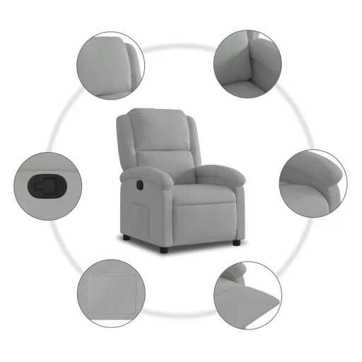 Világosszürke bársony relaxfotel