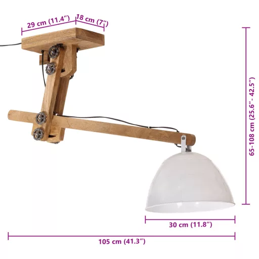 Fehér mennyezeti lámpa 25 W 105x30x65-108 cm E27