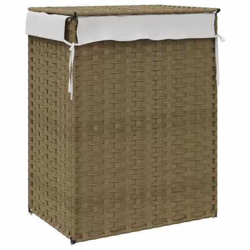 Polyrattan szennyeskosár fedéllel 46x33x60 cm