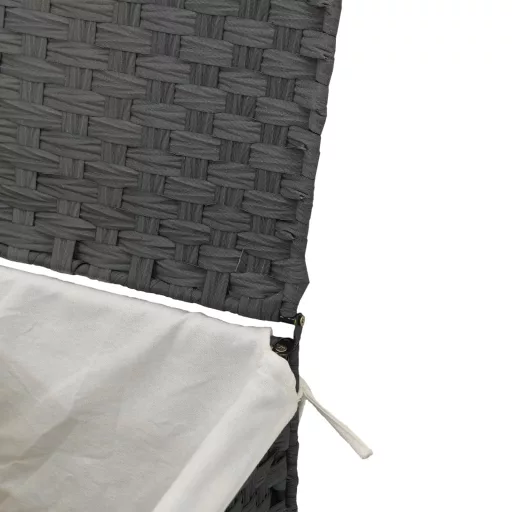 Szürke polyrattan szennyeskosár fedéllel 46x33x60 cm