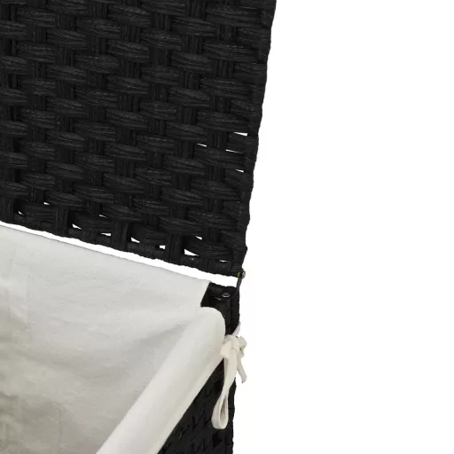 Fekete polyrattan szennyeskosár fedéllel 46x33x60 cm