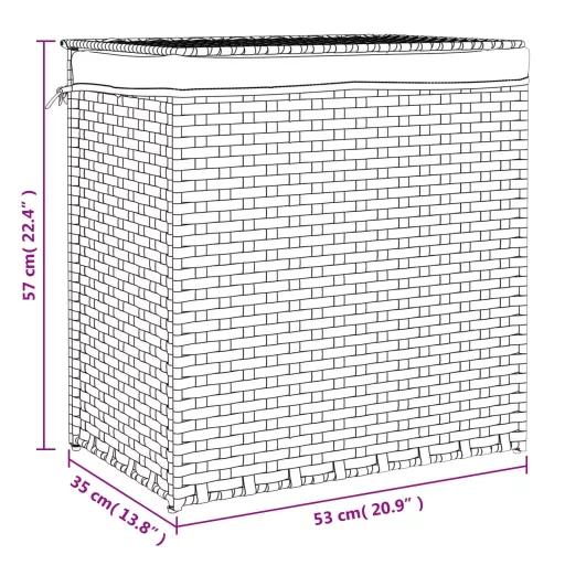 Polyrattan szennyeskosár 2 rekesszel 53x33x57 cm