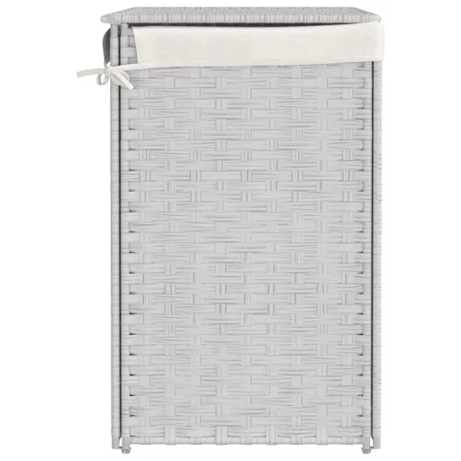 Fehér polyrattan szennyeskosár 2 rekesszel 53x33x57 cm