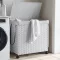 Fehér rattan szennyeskosár kerekekkel 60x35x60,5 cm