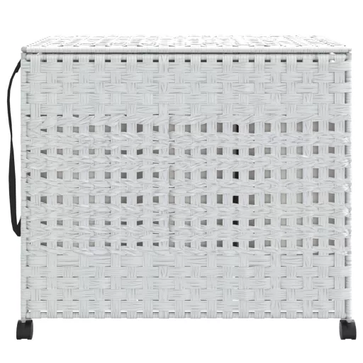 Fehér rattan szennyeskosár kerekekkel 66x35x60 cm