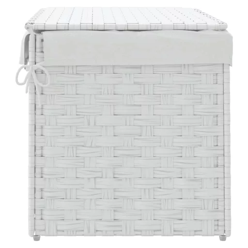 Fehér polyrattan szennyeskosár fedéllel 55,5 x 35 x 34 cm