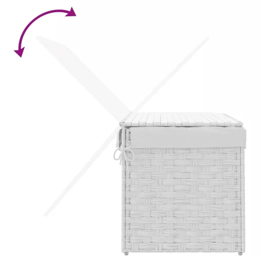 Fehér polyrattan szennyeskosár fedéllel 55,5 x 35 x 34 cm