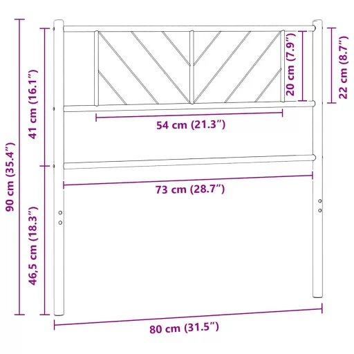 Fekete fém csere fejtámla 75 cm