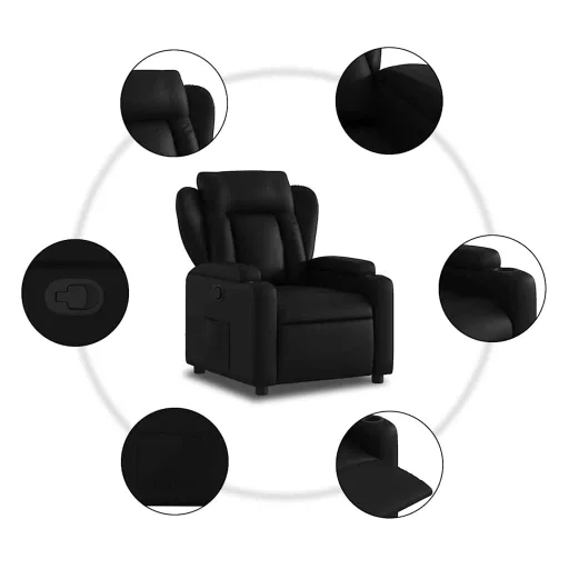 Fekete műbőr relaxfotel