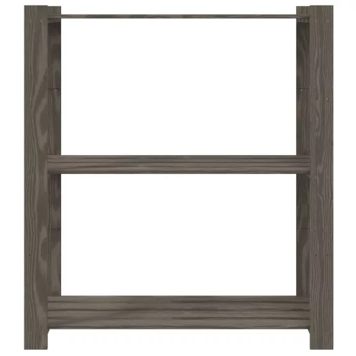 3 szintes szürke tömör fenyőfa tárolóállvány 80x38x90 cm
