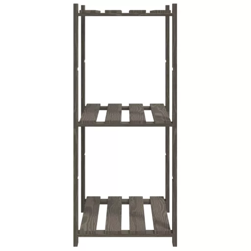 3 szintes szürke tömör fenyőfa tárolóállvány 60x38x90 cm