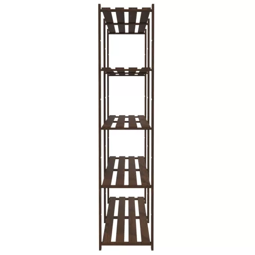 5 szintes barna tömör fenyőfa tárolóállvány 170 x 38 x 170 cm