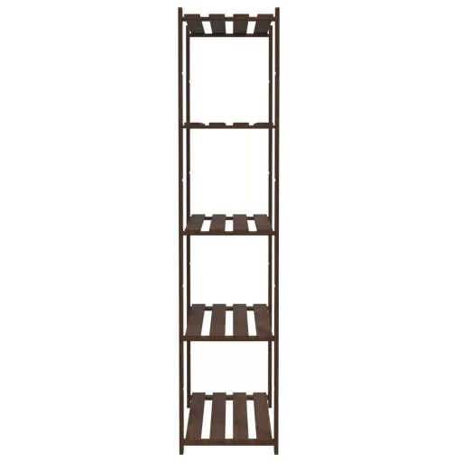 5 szintes barna tömör fenyőfa tárolóállvány 80 x 38 x 170 cm