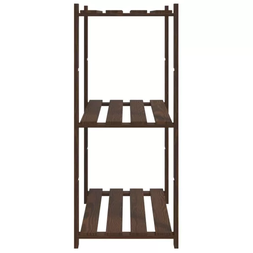 3 szintes barna tömör fenyőfa tárolóállvány 80 x 38 x 90 cm