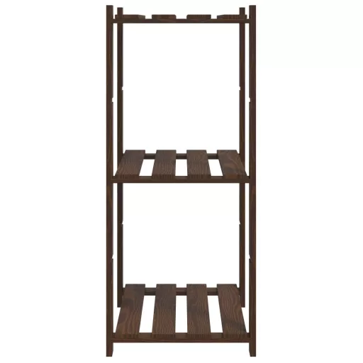 3 szintes barna tömör fenyőfa tárolóállvány 60 x 38 x 90 cm