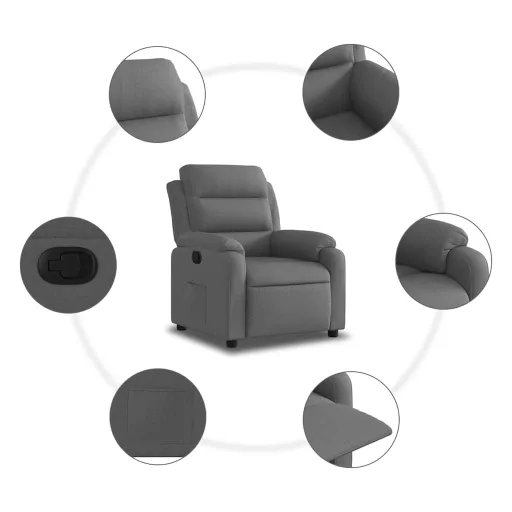 Sötétszürke szövet dönthető fotel