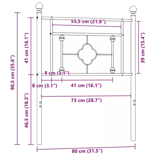 Fehér fém csere fejtámla 75 cm