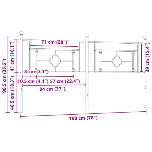 Fehér fém csere fejtámla 193 cm