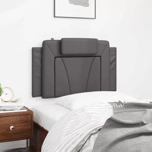 Szürke műbőr fejtámla párna Viana 80 cm