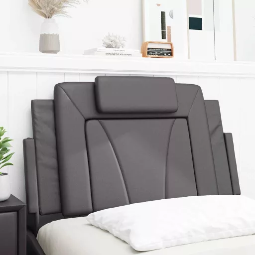 Szürke műbőr fejtámla párna Viana 80 cm