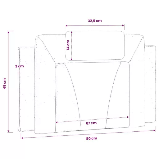 Szürke műbőr fejtámla párna Viana 80 cm