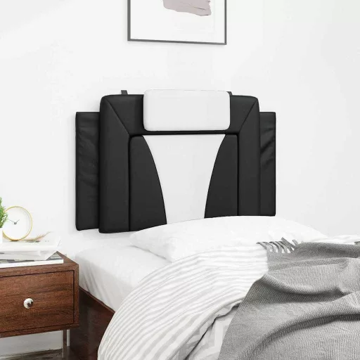 Fekete és fehér műbőr fejtámla párna Viana 80 cm