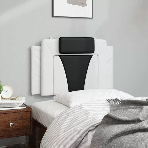 Fekete és fehér műbőr fejtámla párna Viana 80 cm